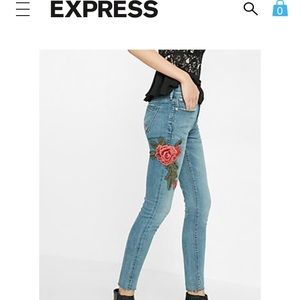 Rose embroidered jeans express size 8